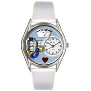 Nurse Blue White Leather And Silvertone Watch