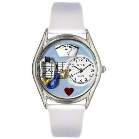 Nurse Blue White Leather And Silvertone Watch