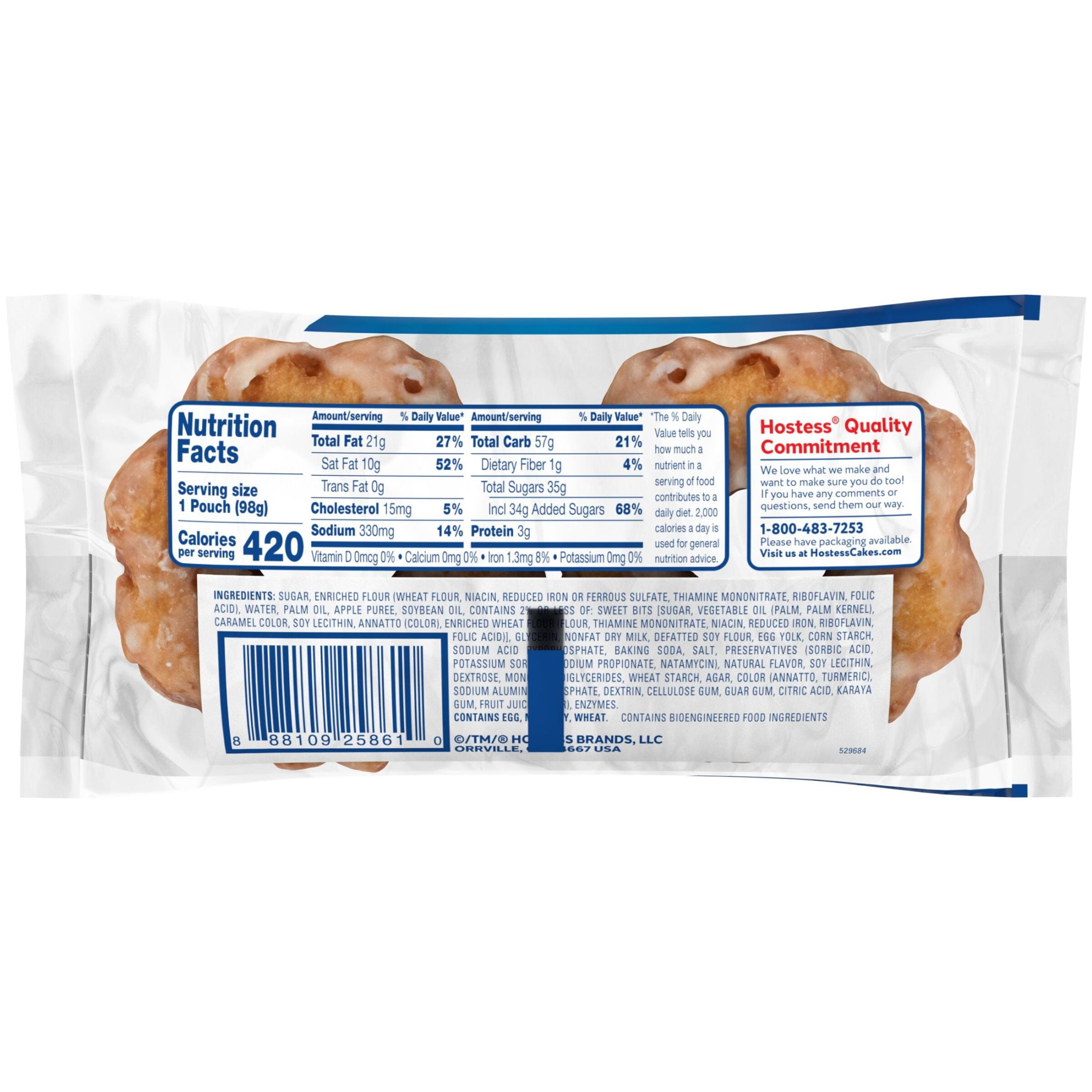 Hostess Donettes Fritter Rings, Apple Cinnamon Flavored, 3.45 oz (2 Count)