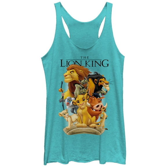 Women's Lion King Pride Land Characters Racerback Tank Top Tahiti Blue Medium