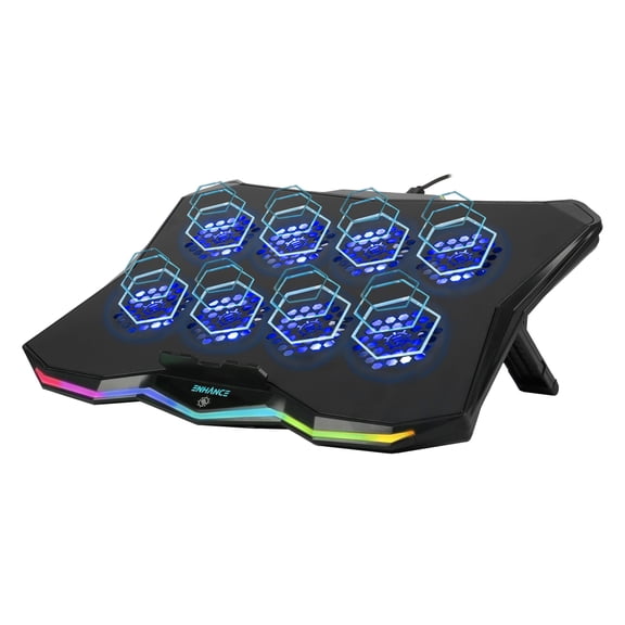 ENHANCE Infiltrate 3 RGB Gaming Laptop Cooler with 8 Fans, USB Hub, and RGB Edge Lighting, for 13-In. to 17.3-In. Laptops