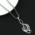 thumbnail image 5 of Musical Note Hollow Pendant Necklace Women Piano Keys 14K White Gold Goth Necklace Music Symbol Gift Jewelry Gift, 5 of 6