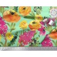 thumbnail image 3 of Soimoi Green Poly Georgette Fabric Leaves & Floral Print Fabric by Yard 52 Inch Wide, 3 of 3
