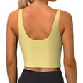 thumbnail image 3 of Haiem Yellow Gingham Pattern Womens Sports Bra - U Neck Padded Low Impact Yoga Bra Workout Crop Top Gym Moisture-Wicking Workout Vest -Small, 3 of 9