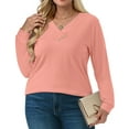 thumbnail image 5 of Fantaslook V Neck Blouses for Women Dressy Casual Tops Button Long Sleeve Shirts Trendy Fall Tops, 5 of 7