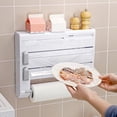 thumbnail image 4 of SIfdSeng 6 in 1Kitchen Storage Rack Multifunctional Foil Cling Film Cutter Wrap Cling Film Foil Dispenser Wall Mount Storage Rack Paper Towel Holder Storage Rack Storage Racks, 4 of 6