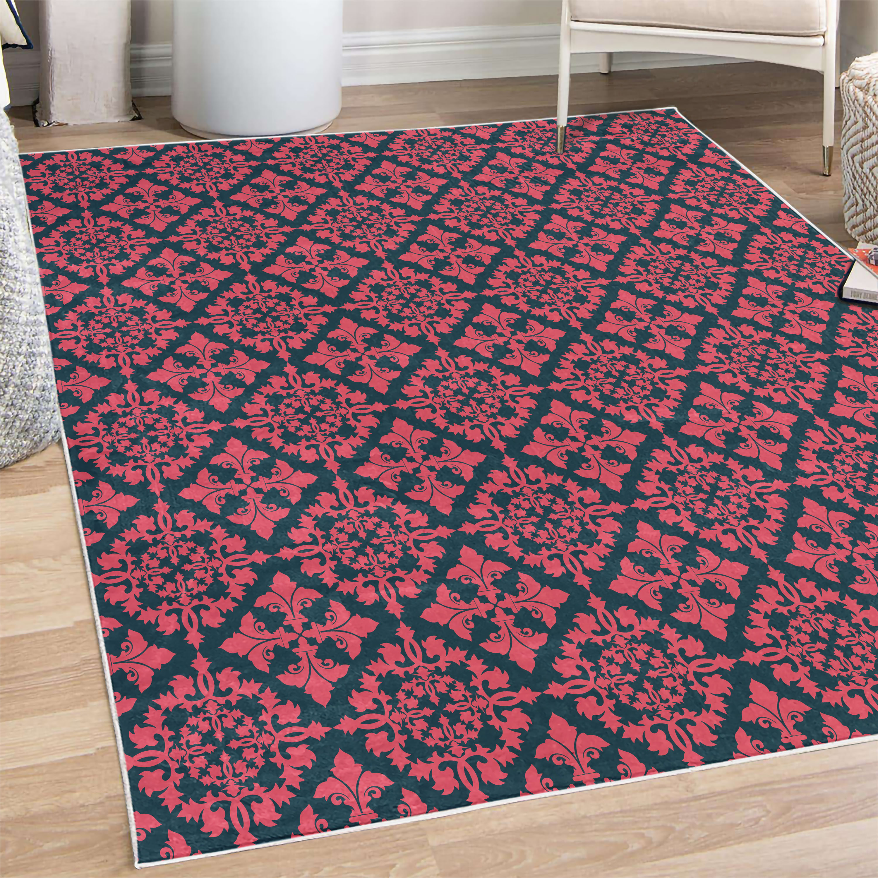 Retro Decorative Rug, Antique Victorian Floral Patterns in Modern ...