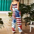 thumbnail image 3 of JULMCOMO American Flag Jumpsuits for Women Red White Blue Plus Size Star Cotton Linen Stars Stripes Overalls 1776 Sleeveless Adjustable Straps 4th of July Outfits Navy 3XL, 3 of 4