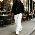 thumbnail image 2 of Nestiefly Men's Cargo Sweatpants Wide Leg Baggy Track Pants Elastic Waist Drawstring Trousers with Pockets White XL, 2 of 7