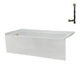 thumbnail image 4 of Streamline NAL-5440-BGL 66 in. x 32 in. Acrylic Left-Hand Drain Alcove Bathtub in Glossy White With External Drain in Brushed Gold, 4 of 10