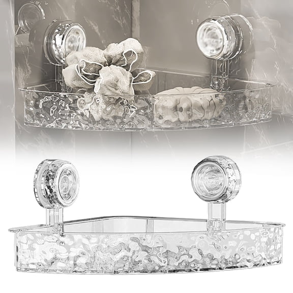 1PC Suction Cup Storage Holder for Shower,Corner Shower Caddy,Acrylic Bathroom Shelf Organizer,Floating Shower Tray Shelves,bathroom storage,Transparent