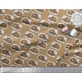 thumbnail image 3 of Soimoi Brown Heavy Satin Fabric Leaves,Mushroom & Porcupine Cartoon Print Fabric by the Yard 54 Inch Wide, 3 of 3