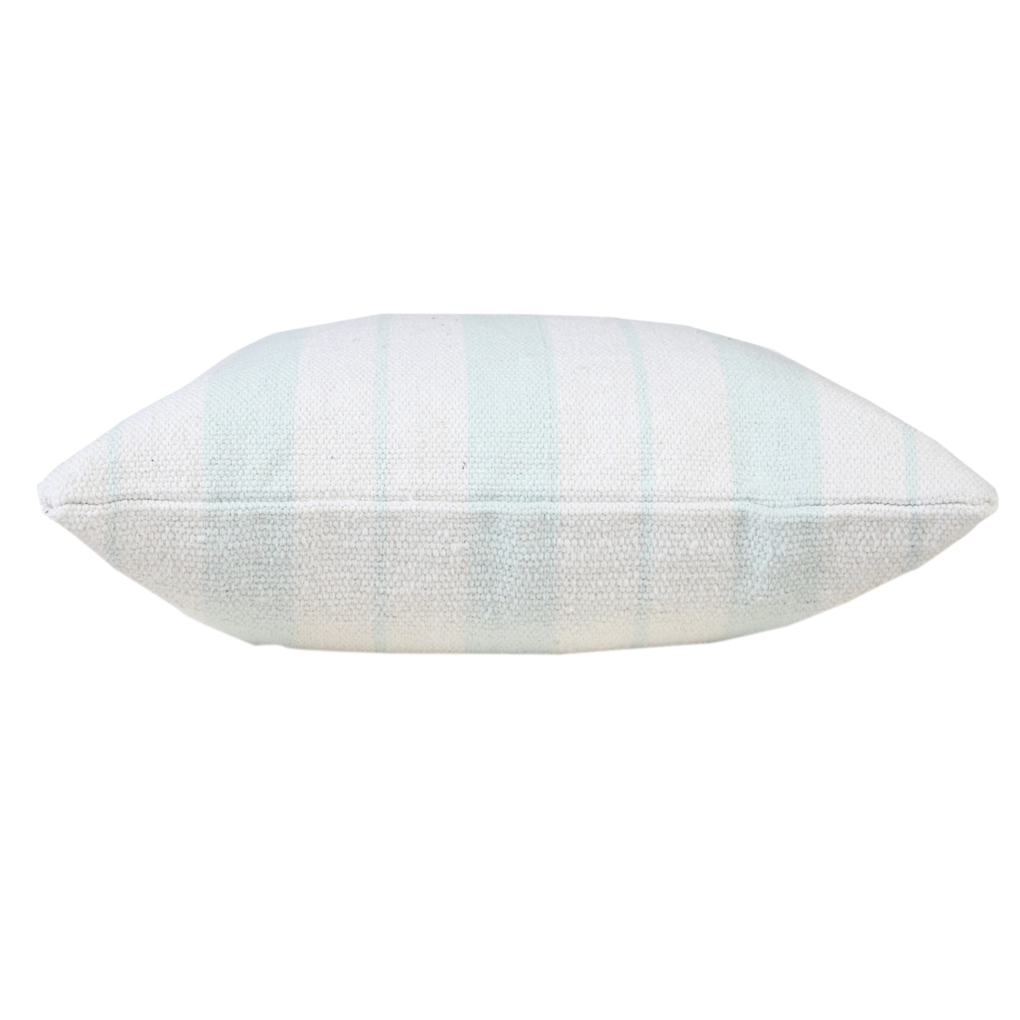 Laddha Home Designs Handwoven Geometric Striped Cotton Throw Pillow Cover - 20" - Sky Blue and White