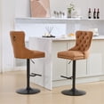 thumbnail image 3 of Orange Bar Stools with 25 - 33 Inch Adjustable Seat / Hand - made Hem and Durable Spring Cushion, Set of 2, 3 of 7