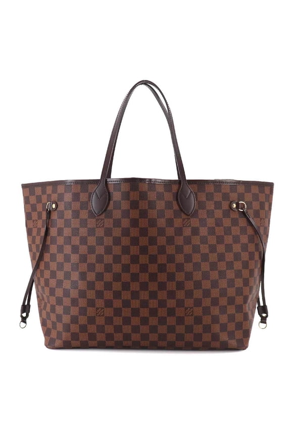 Pre-Owned Louis Vuitton Neverfull GM Damier Tote Handbag, Ebene Cerise, N51106, Gold Hardware