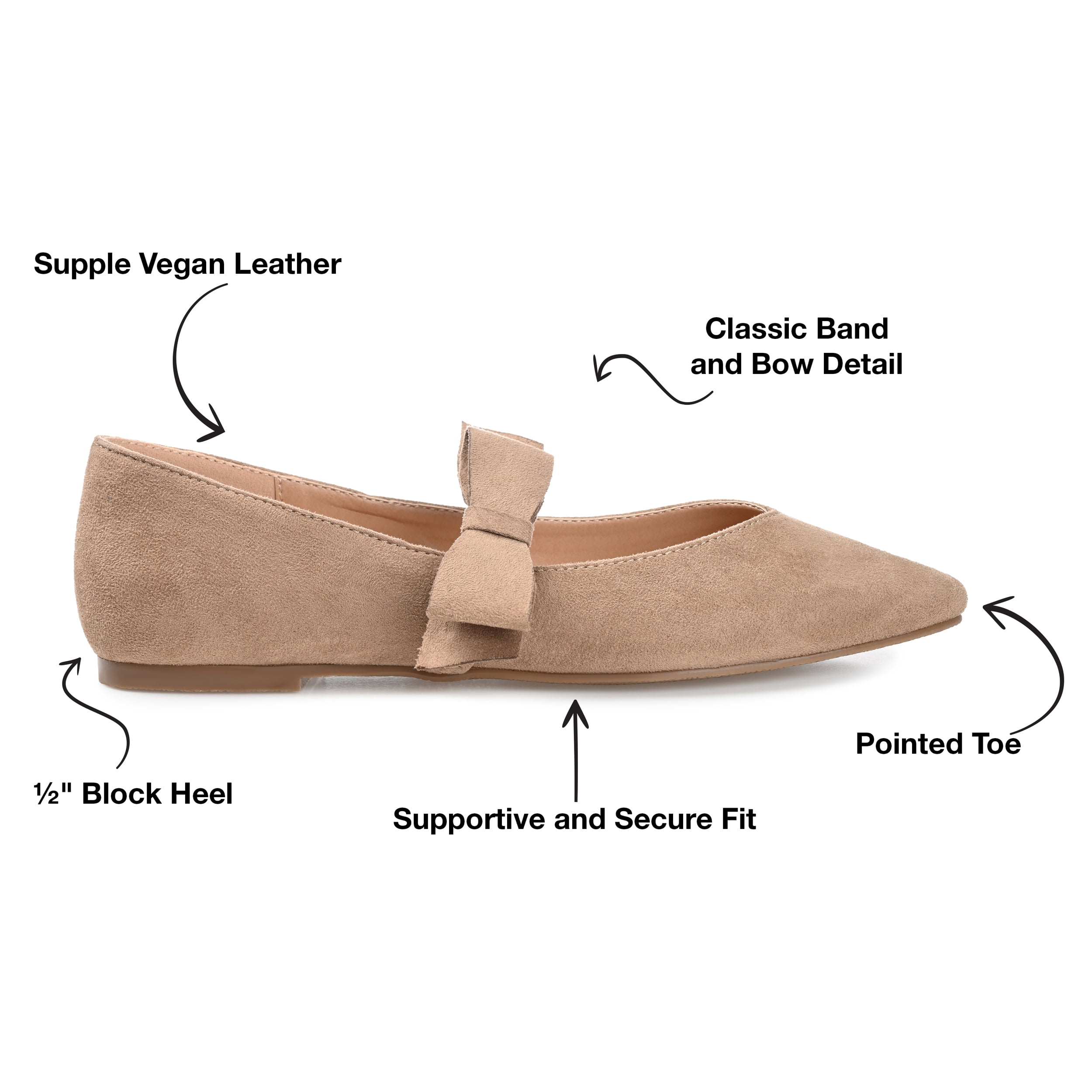 Journee Womens Aizlynn Ballet Pointed Toe Slip On Dress Flats, Widths Available