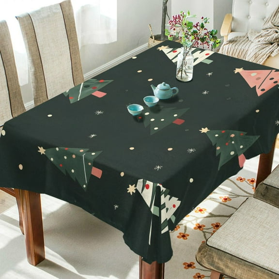 Yayeee Tablecloths 54" x 54" Rectangle Wrinkle Resistant Party Table Cover, Green Christmas Trees