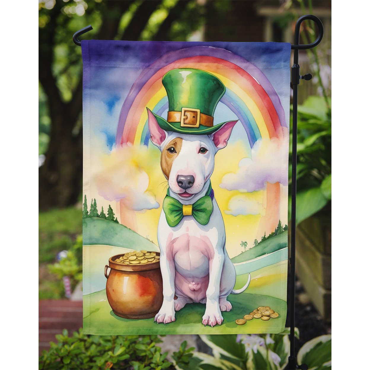 Bull Terrier St Patrick's Day Garden Flag 11.25 in x 15.5 in