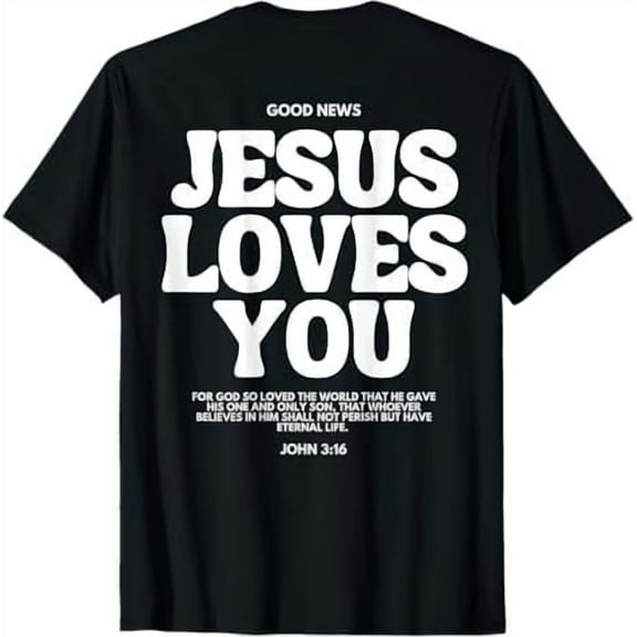Inspiring Gift Shirt Jesus Loves You (John 3:16) Bible Verse Christian T-Shirt for Women Men Religious Graphic Tee Tops