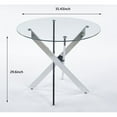 thumbnail image 5 of GZXS 35.4-Inch Round Glass Dining Table with Chrome Metal Legs, Modern Tempered Glass Table for Kitchen or Living Room, 5 of 7