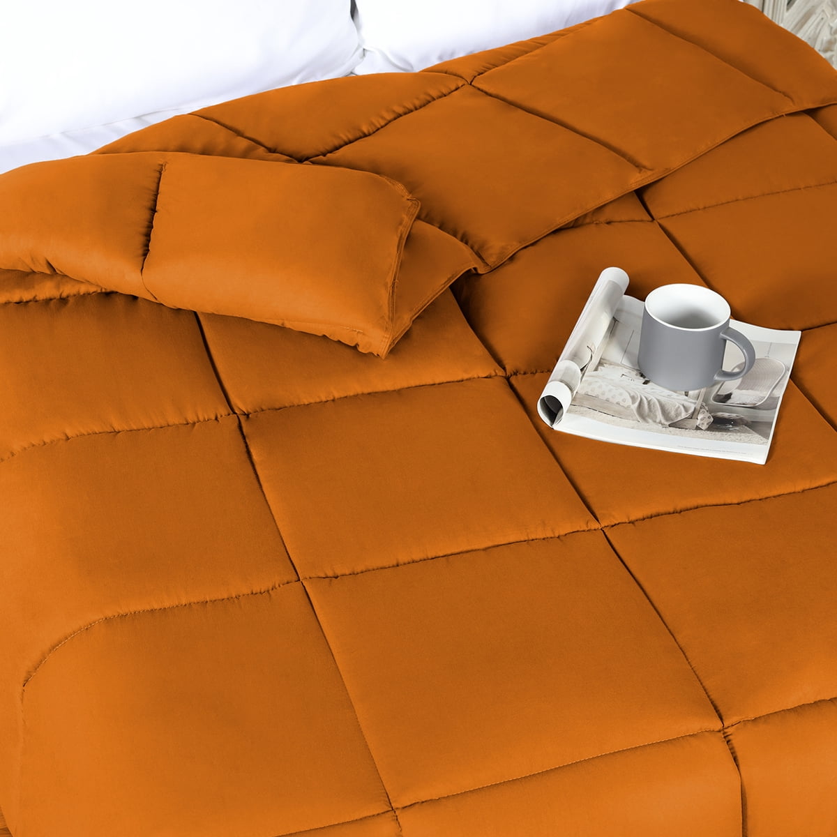 BNM Solid Comforter Down Alternative Bedding, Queen, Dusty Orange