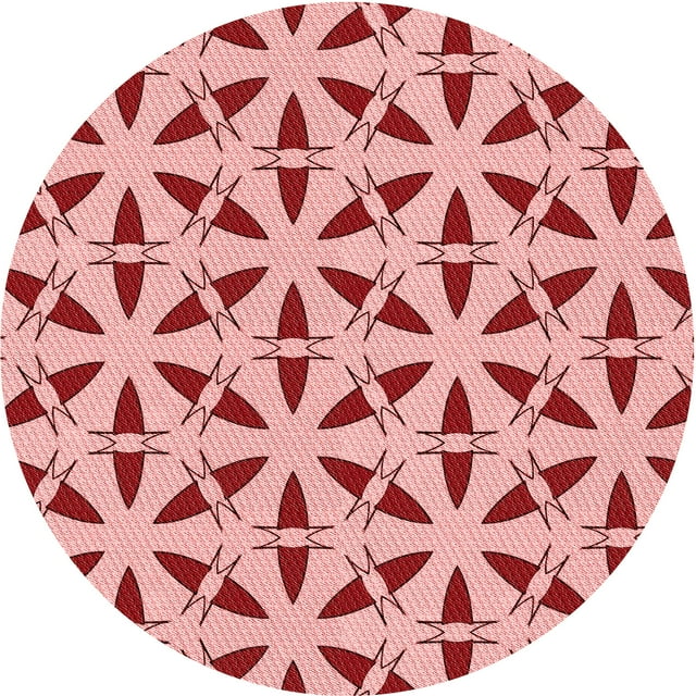 Ahgly Company Machine Washable Indoor Round Transitional Grapefruit Red Area Rugs, 4' Round