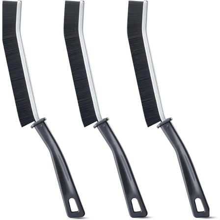 3-Pack Hard Bristle Crevice Cleaning Brushes – Small Scrub Brush for Grout, Toilet, Shower Tile & Tight Spaces – Durable PET Bristles with Ergonomic Handle and Easy Storage