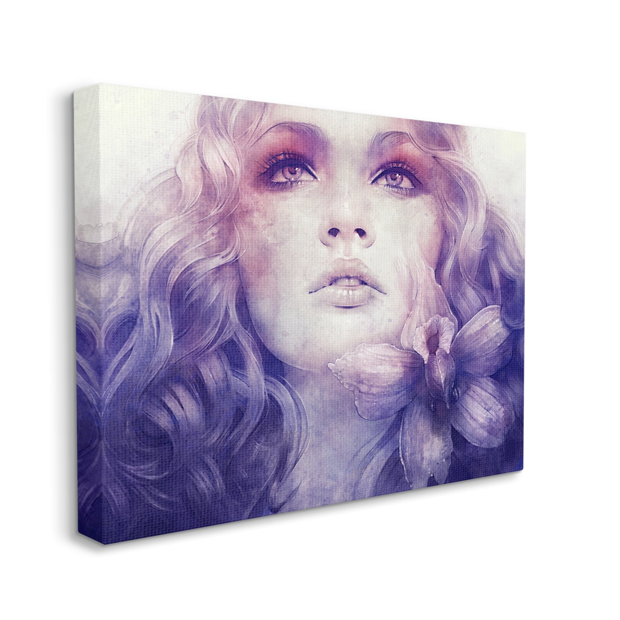 Stupell Vivid Purple Flower Blossom Woman Flowing Hair Canvas Wall Art, 30 x 24, Design by Anna Dittman