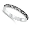 thumbnail image 4 of Sideways Weave Wave Stacking Ring .925 Sterling Silver Band Jewelry Female Male Unisex Size 4, 4 of 4