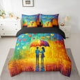 thumbnail image 2 of Feelyou Couple Anniversary Bedding Comforter Set 7pcs, Romantic Love Heart King Bedding Sets, Oil Printing Watercolor Reversible Bed Sheets, Luxury Bedroom Decor, 2 of 7