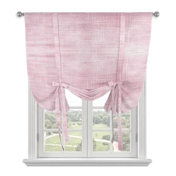 Dusty Rose Balloon Curtains for Windows, Bedroom Curtains 54 Inch Length, Vintage Solid Color Modern Minimalist Distressed Tie Up Curtains Panels Thermal Insulated Bathroom Curtains Window 42"x54"