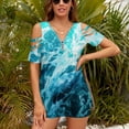 thumbnail image 3 of Out There in The Ocean Womens Summer V Neck Zipper Top Short Sleeve T Shirt Off Shoulder Top Casual Classy Loose Shirts, 3 of 7