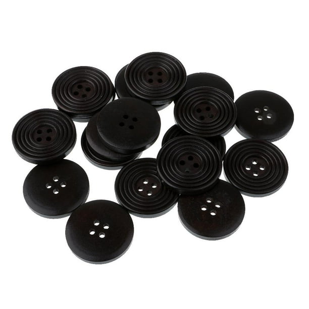 Botón de costura de madera Hugo 20 piezas redondo de 4 agujeros negro