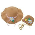 thumbnail image 1 of Sombrero de 56-58cm de circunferencia, sombrero protector solar para mujer, sombrero para sol y playa, Sombrero de Paja de verano, conjunto de sombrero para el sol y bolsa de paja, 1 of 5