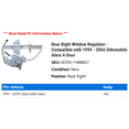 thumbnail image 2 of Rear Right Window Regulator - Compatible with 1999 - 2004 Oldsmobile Alero 4-Door 2000 2001 2002 2003, 2 of 2