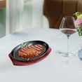 thumbnail image 6 of TISHITA Griddle Steak Fry Plate Fajita Sizzling Pan Oval Shape with Bamboo Tray Nonstick Sizzling Steak Plate Set Hot Plate for Home 12inch, 6 of 8