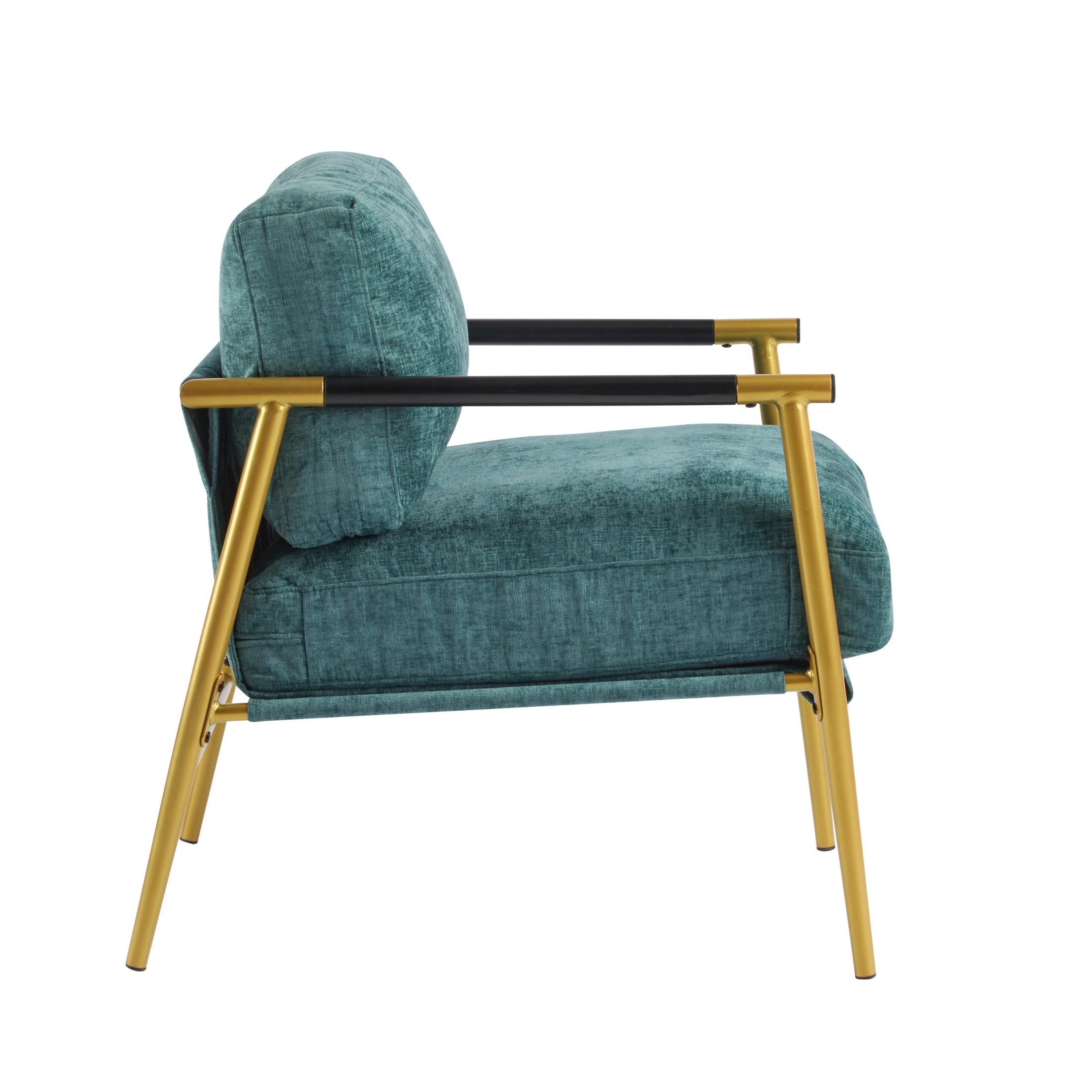 Christopher Knight Home Mid-Century Modern Upholstered Accent Chair, Wooden Armrest, Metal Frame, Teal