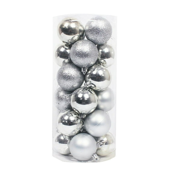 Yhmxh 24Pcs Christmas Balls Ornaments Set, 1.17"/30mm Christmas Tree Ornaments Balls Muti-Color Shatterproof Hanging Christmas Decorations for Xmas Party Christmas Holiday Party on Clearance - Silver
