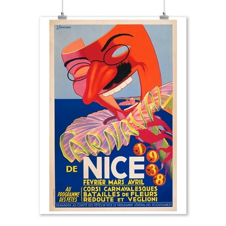 Carnaval de Nice Vintage Poster (artist: Serracchiani) France c. 1938 (9x12 Art Print, Wall Decor Travel