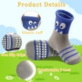 thumbnail image 2 of ELUTONG Toddler Socks with Grips Boys Non Slip Anti Skid Crew Socks 12 Pairs Baby Kids Children Cartoon Pattern, 2 of 7
