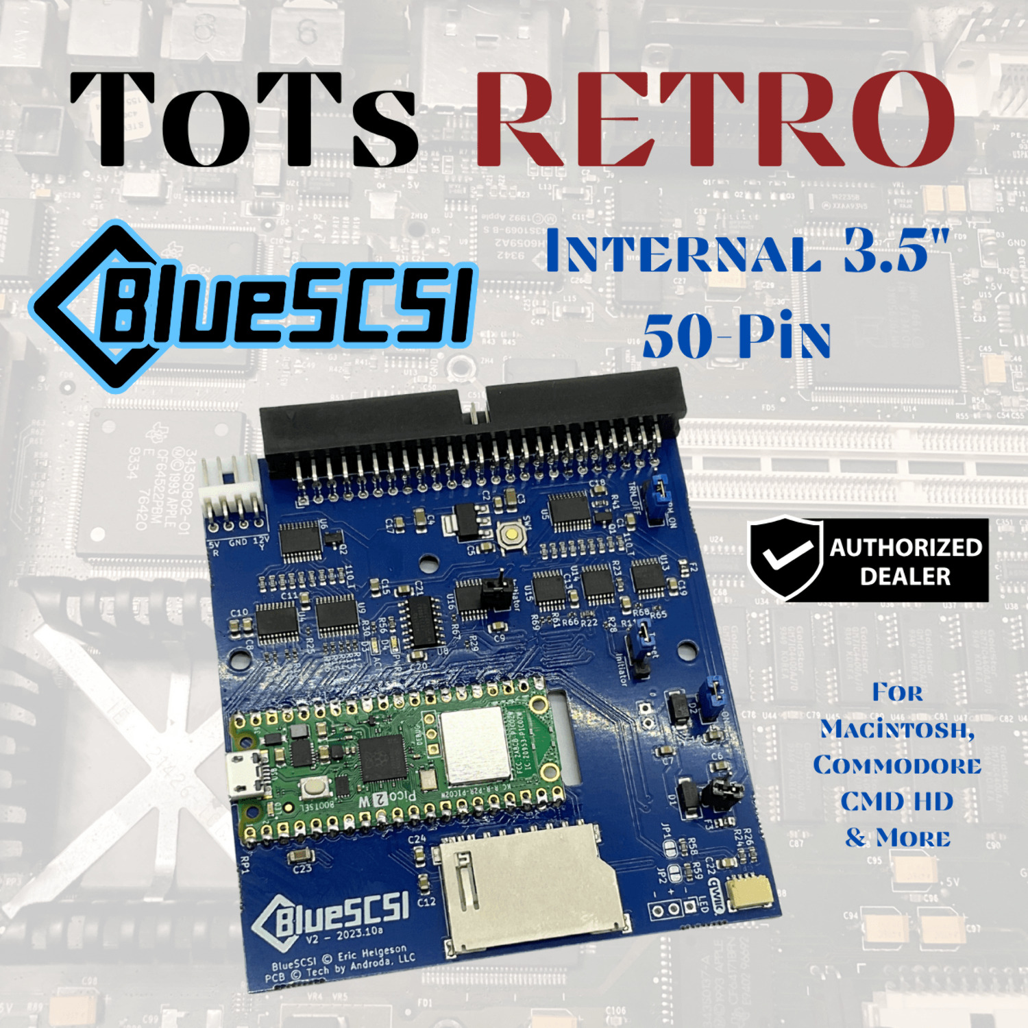 BlueSCSI v2 Internal 50-pin 3.5" SCSI Drive Emulator w/Wi-Fi, Macintosh, Amiga