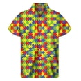 thumbnail image 2 of Camisa hawaiana informal de playa para hombre, camisa informal de calle para exteriores, uso diario, de otoño, de manga corta, abotonada, camisetas con rompecabezas en 3D, 2 of 5