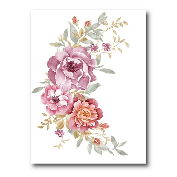 Bouquet of Purple and Pink Flowers III 12 in x 8 in Painting Canvas Art Print, by Designart