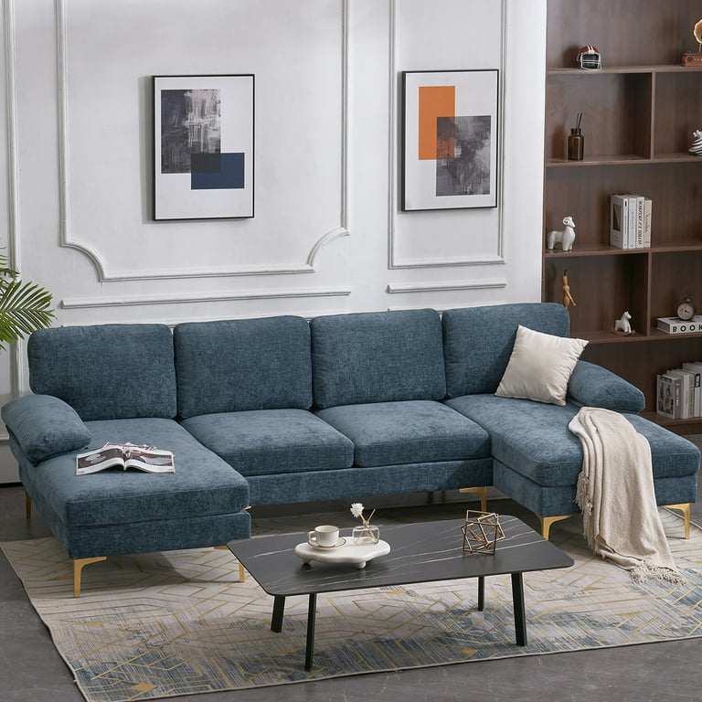 UWR Nite Modern Large Sectional Sofa U Shaped Chenille Fabric