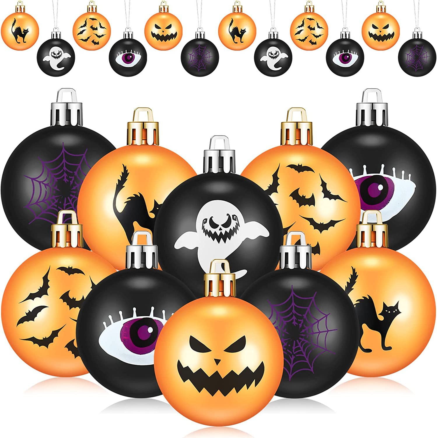 12 Pcs Halloween Ball Ornaments Shatterproof, 60mm Decorative Hanging