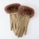 thumbnail image 1 of Guantes de invierno para mujer con forro polar grueso, lindos, a prueba de viento, de felpa de terciopelo, guantes de piel de conejo para montar y conducir, cálidos con pantalla táctil, 1 of 5