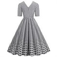 thumbnail image 4 of QIPOPIQ Robes de Vacances pour Femmes Manches Courtes Robe de Poupée Tendance Col en V Robe d'Été Couleur Unie Robe Plissée Trois Couches Offres 2023, 4 of 5