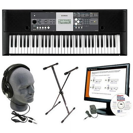 Yamaha YPT230 61-Key Full Size Premium Keyboard Pack with Power Supply, Headphones and eMedia Instructional Software