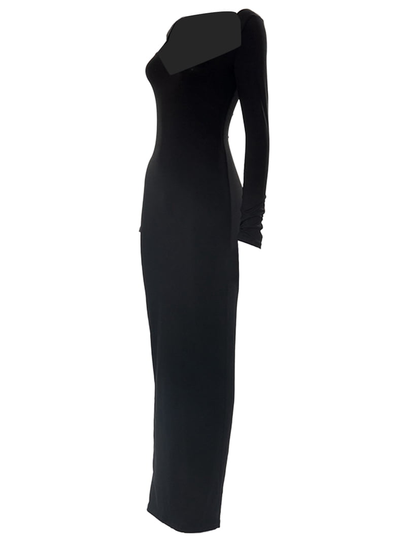 Gureui Women's Spring Bodycon Dress, Long Sleeve Plain Color Square Neck  Fall/Winter Stretchy Long One-Piece Tight Dress - Walmart.com