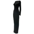 thumbnail image 5 of Women Long Sleeve Maxi Dress Solid Color Elegant Square Neck Bodycon Long Dress Party Clubwear, 5 of 6